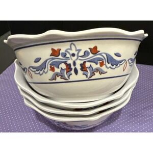 Medici Blue‎ Collection Melamine Salad Bowls Colorful Floral Scrolls Tuscan 4
